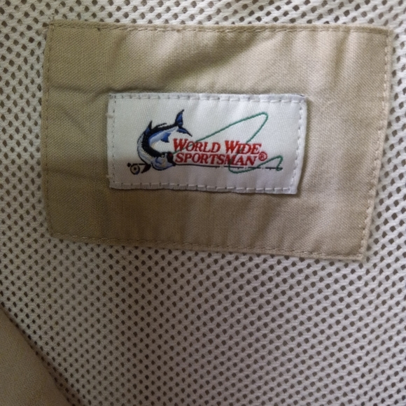 WORLDWIDE Sportsman Fishing Shirt Short Sleeves Beige Size 2XL - Picture 3 of 7